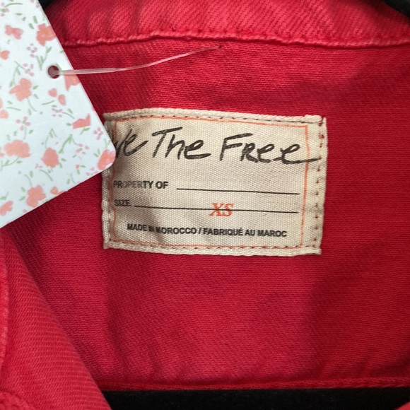 Free People Rumors Denim Jacket in Strawberry Spritz size XS - Picture 7 of 9